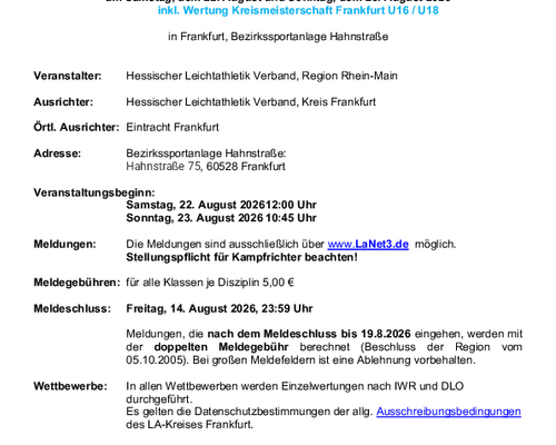 UPDATE - Regional Meisterschaften Einzel Rhein-Main