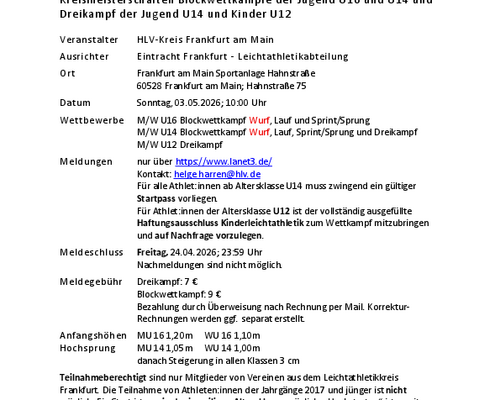 UPDATE - mit Block WURF (!) - Kreismeisterschaften Blockwettkämpfe/Dreikämpfe