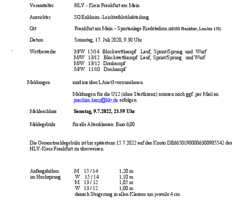 Ausschreibung Kreismeisterschaften Blockwettkampf 2022